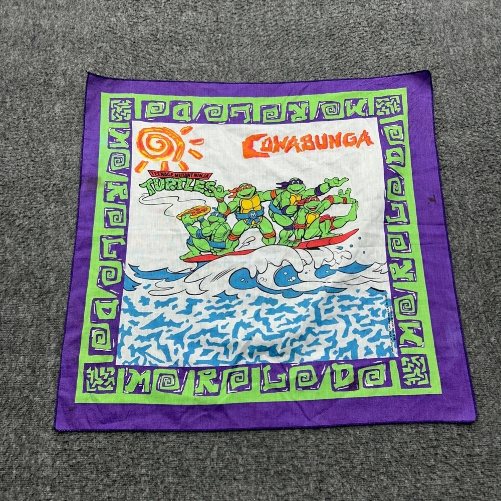 1990 Teenage Mutant Ninja Turtles Surfing Cowabunga Bandanna Handkerchief